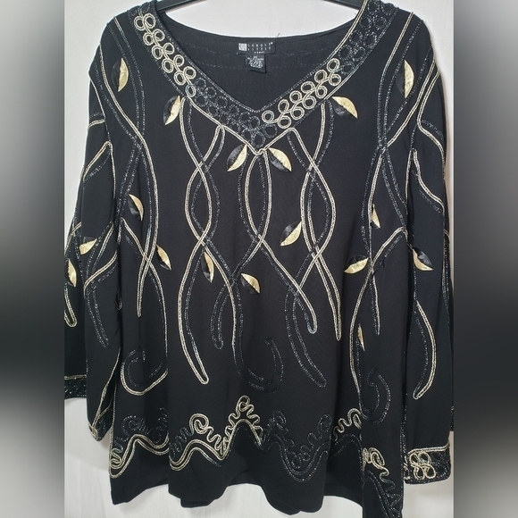 Carole Little Black and Gold Elegant Shirt Sz 2XL - Picture 4 of 8